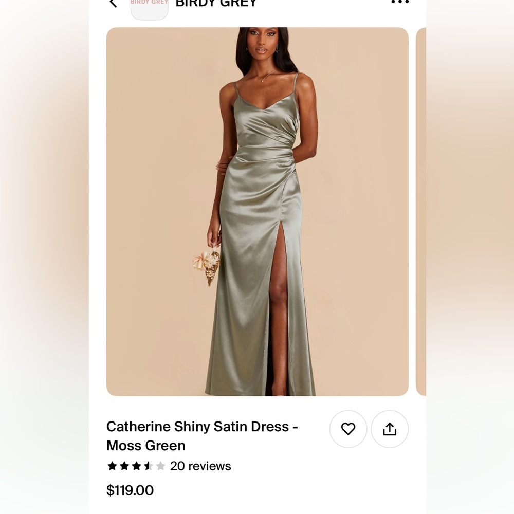 Birdy Grey Moss Green Satin Dress